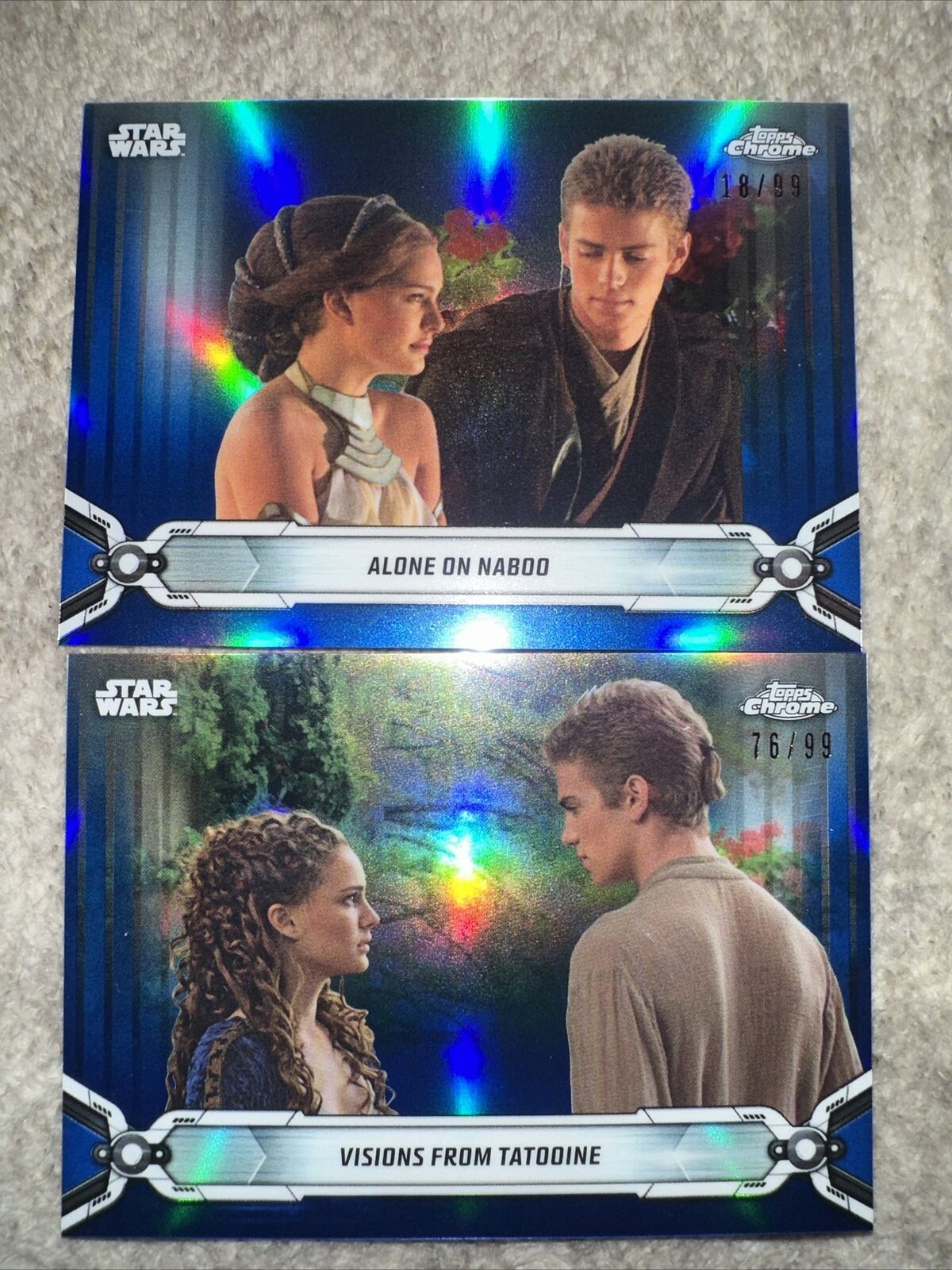 2019 Topps Star Wars Chrome Legacy Blue Refractor /99 Padme Amidala (2) Cards