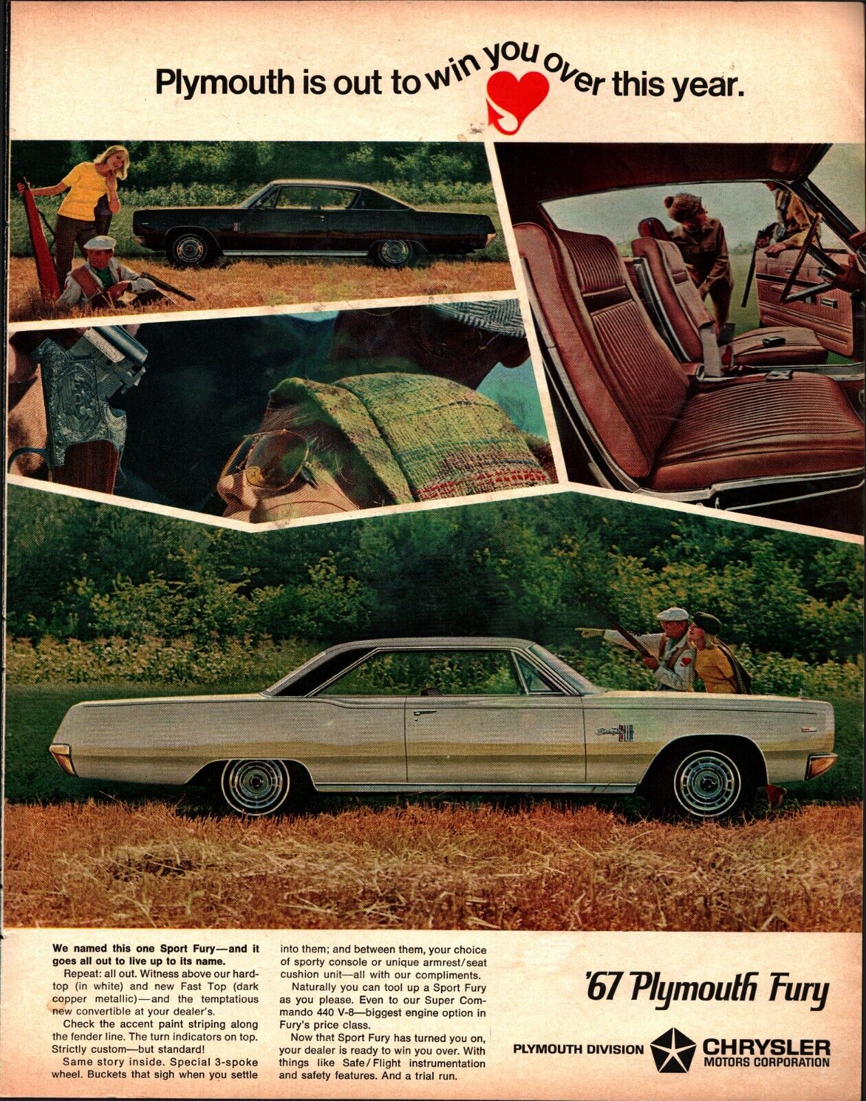 1967 Plymouth Fury Sport Fury Print Ad. 10.25\
