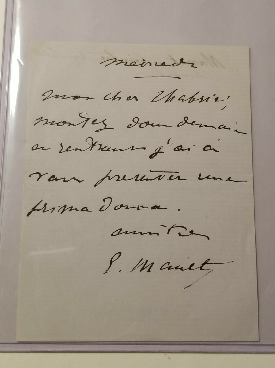 Edouard Manet Artist Painter Signed Letter ALS Autograph Beckett BGS BAS Auto Edouard Manet Artist Painter Signed Letter ALS Autograph Beckett BGS BAS Auto