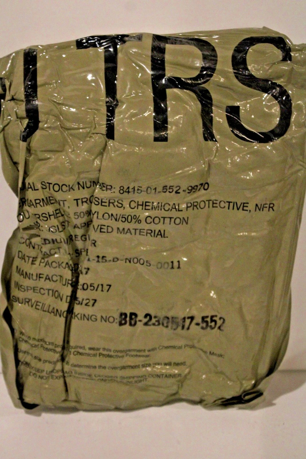US Military JSLIST Chemical Protective Trousers L/R Sealed 2004 - MT59-2