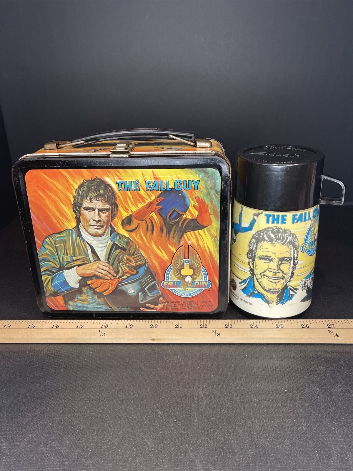 Vintage 1981 - Aladdin - Metal Lunchbox And Thermos - The Fall Guy - Lee Majors