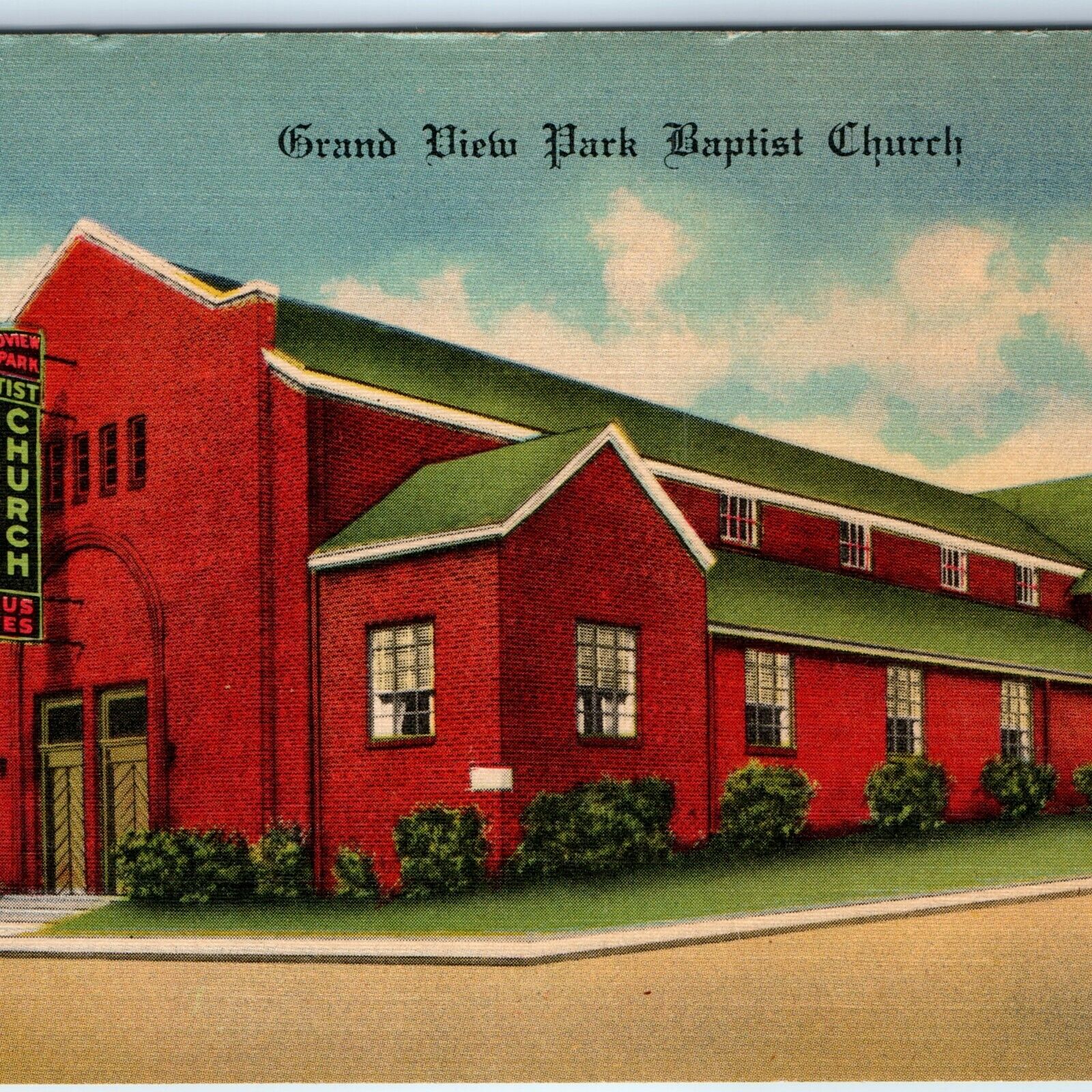 c1940s Des Moines Iowa Grand View Park Baptist Church Jesus Saves Neon Sign A230