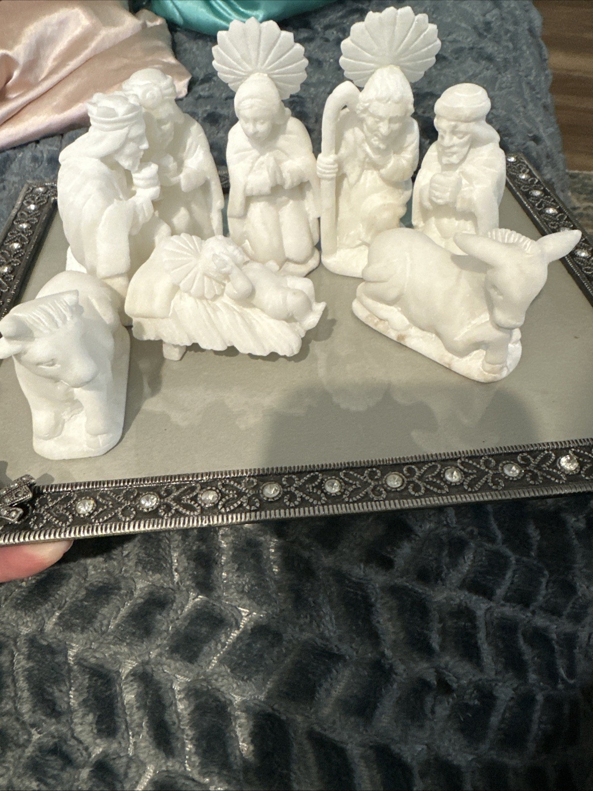 Vintage Novica Stone Nativity Scene, 'Birth In Acos Vinchos' (Peru) Handmade