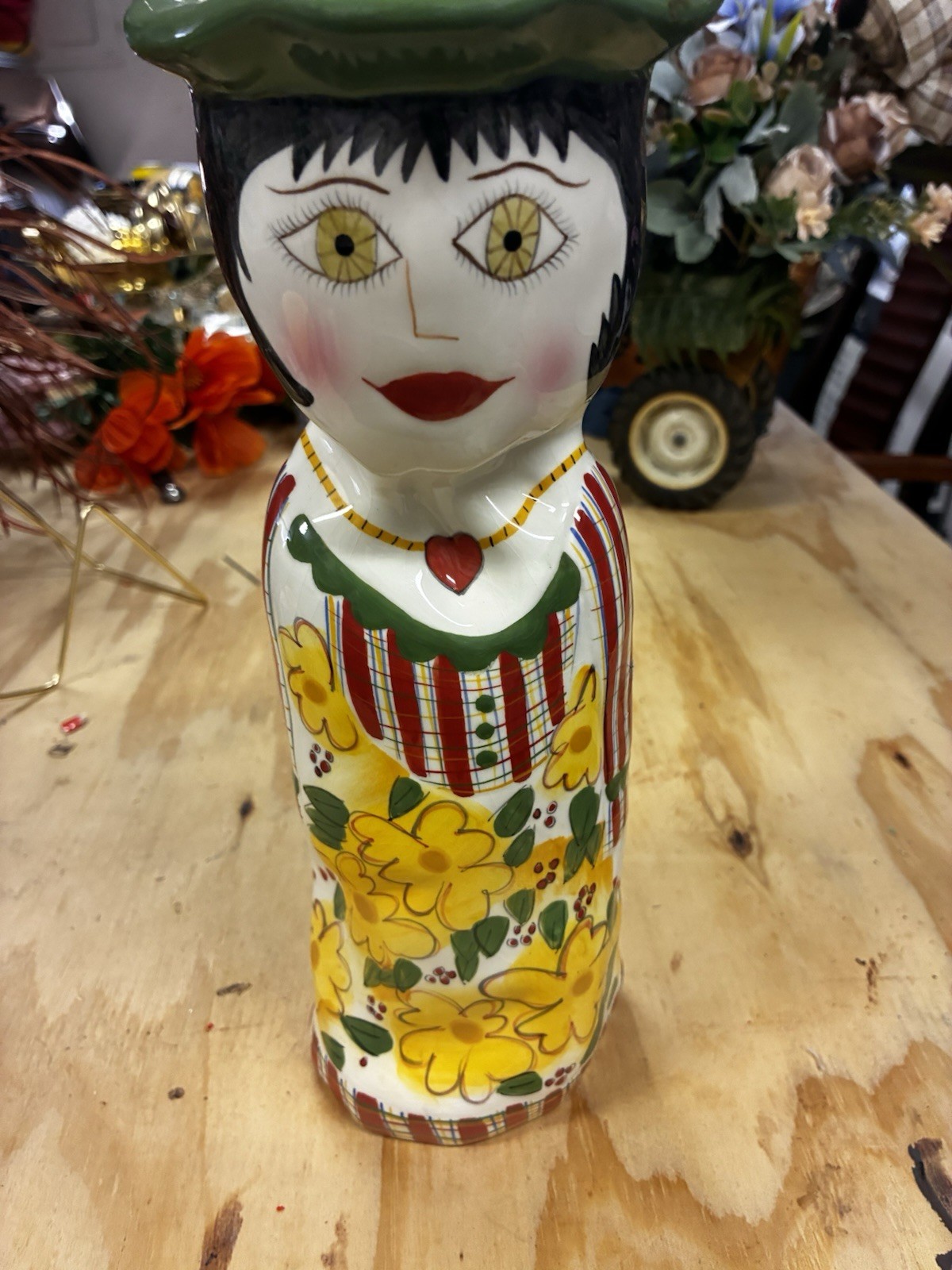 Ganz Bella Casa Susan Paley Hand-Painted Floral Ceramic Girl Figurine Vase 11\