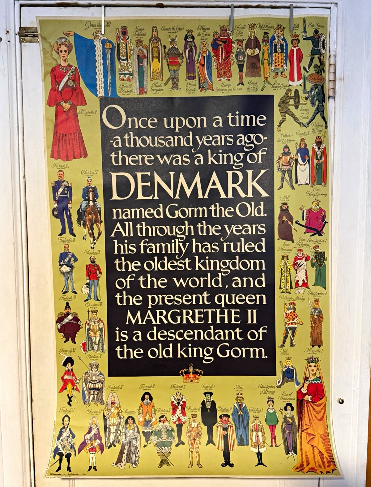 Denmark King Gorm the Old & Margrethe II Vintage 1962 Poster His Family Denmark King Gorm the Old & Margrethe II Vintage 1962 Poster His Family
