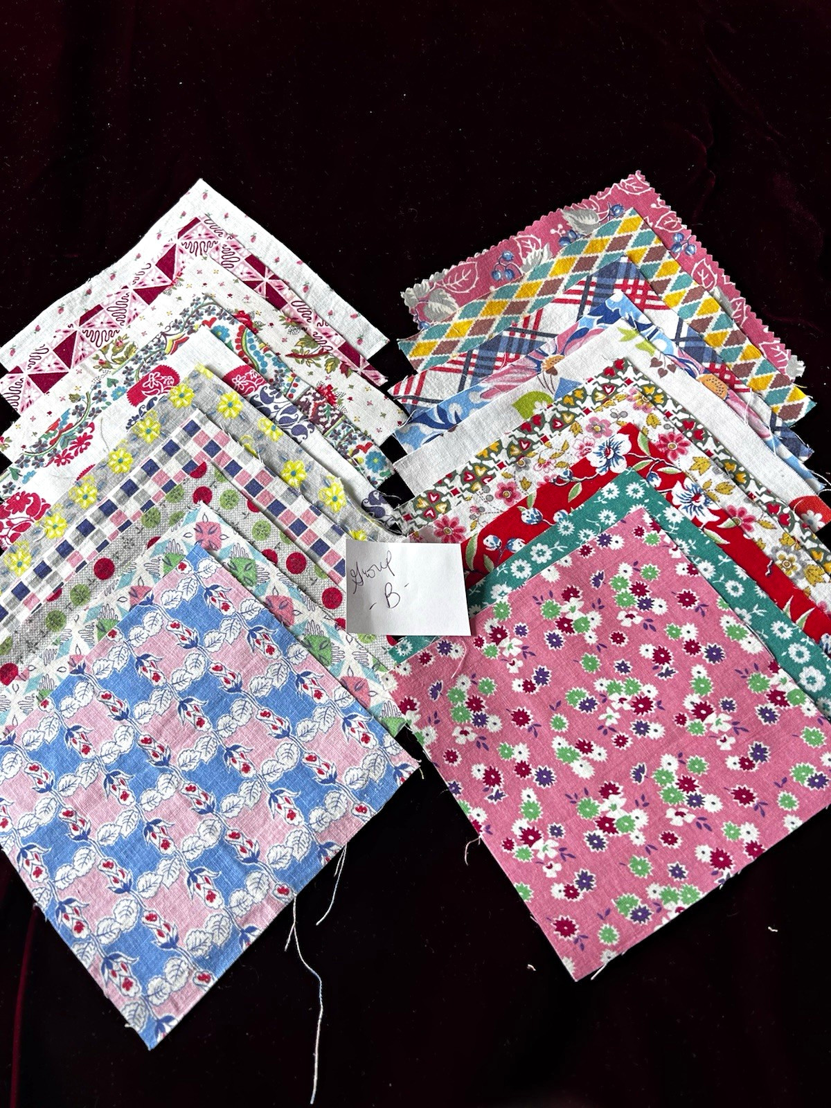 Vintage feedsack scrappy 6”x6” lot of 20