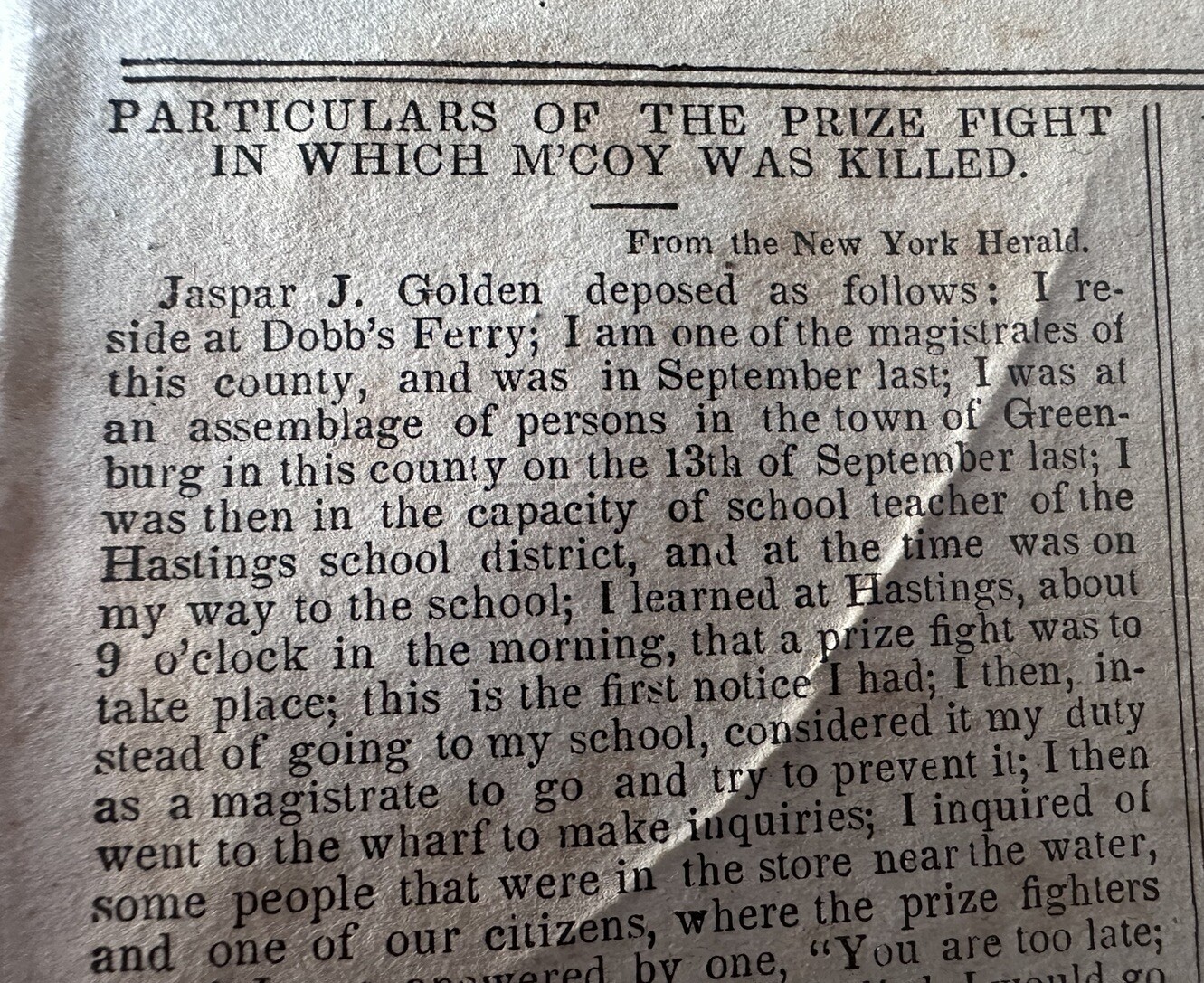 1842 Thomas McCoy Boxing Death Charles Dickens “Notes” Book Review Newspaper
