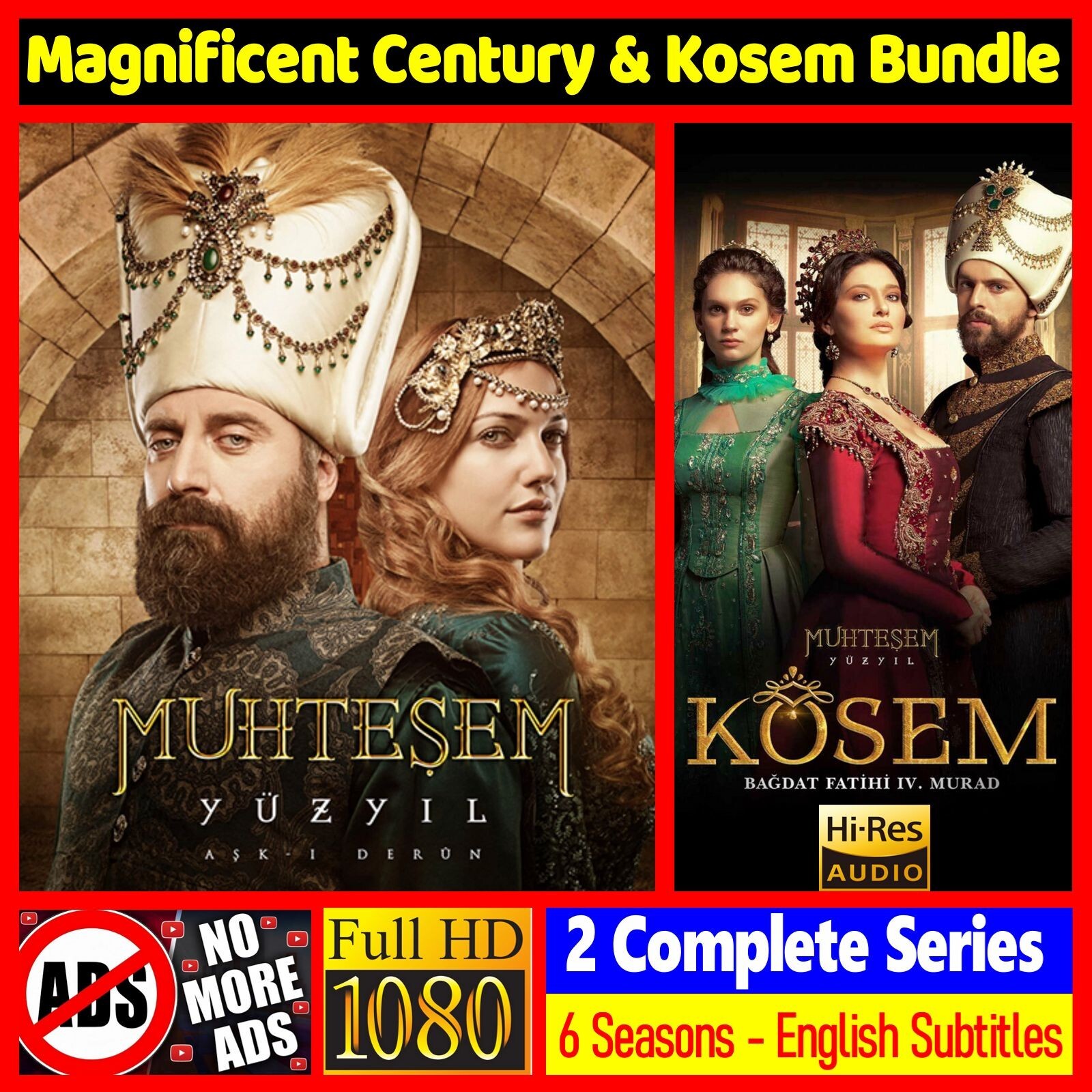 Magnificent Century & Kosem * Twin Series * English Subs * 1080p * No Ads * USB