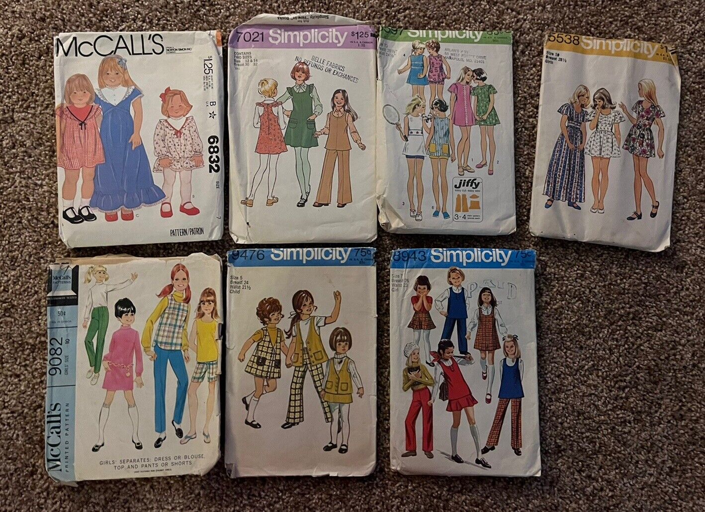 Lot of 7 Vintage 60-70\'s Cut Girl’s Clothing Patterns Simplicity & McCalls