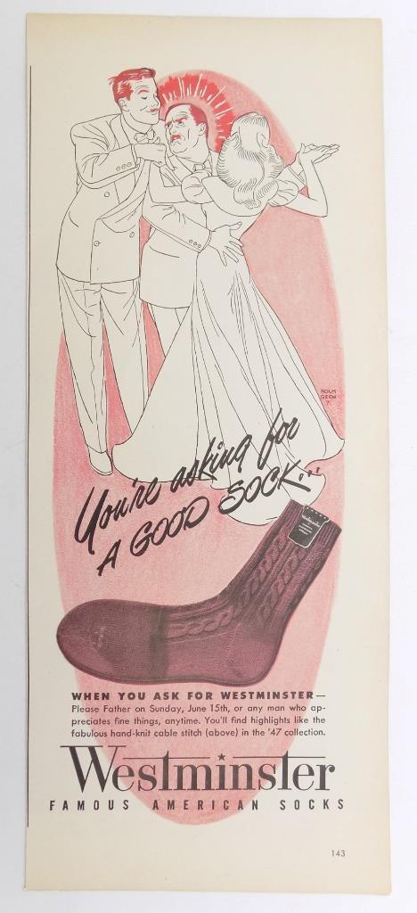 Vintage Print Ad 1947 Life Magazine Westminster Socks Underwear 5-1/2
