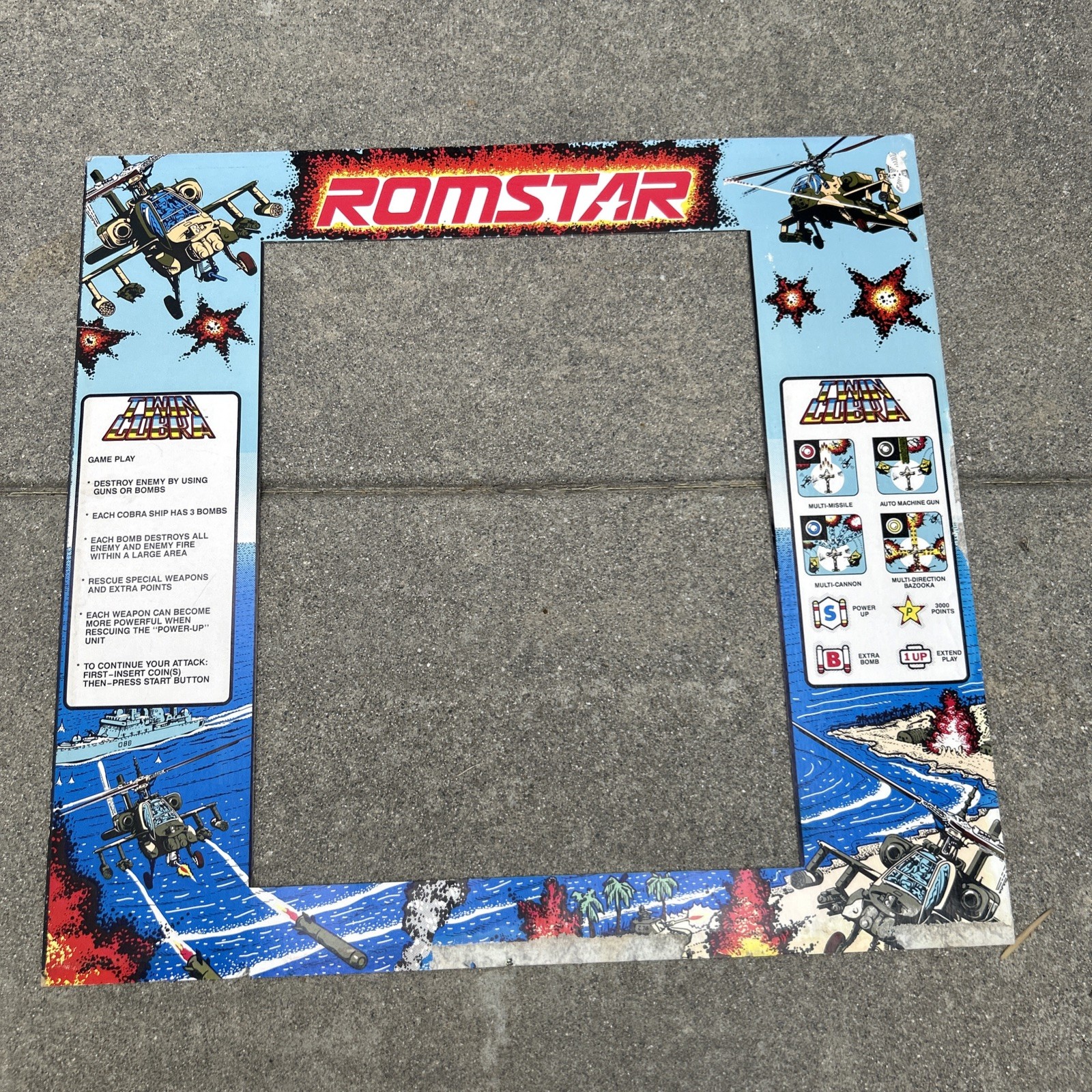 Original Monitor Bezel twin Cobra 22 1/4 X 21 ARCADE GAME ART Original Monitor Bezel twin Cobra 22 1/4 X 21 ARCADE GAME ART