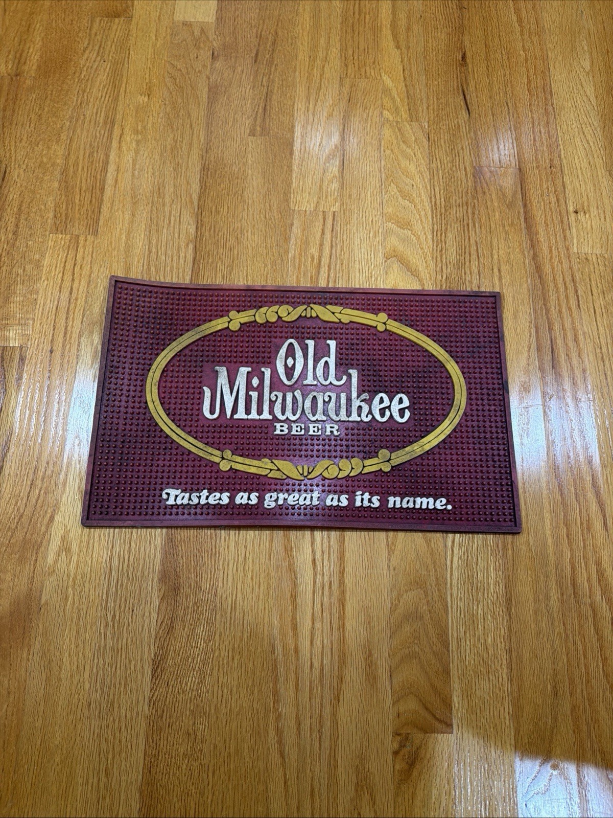 Vintage Old Milwaukee Beer Bar Mat Tastes as Great as Its Name 70's Brewery Adv.