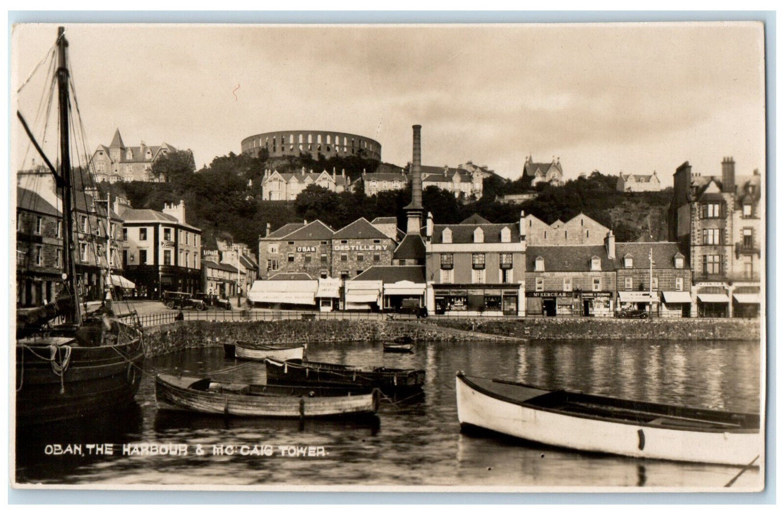 c1950's The Harbour Oban Argyll and Bute Scotland RPPC Photo Postcard