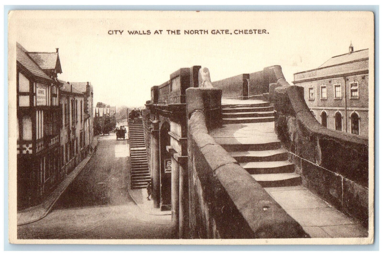 c1930's City Walls at the North Gate Chester England Vintage Postcard