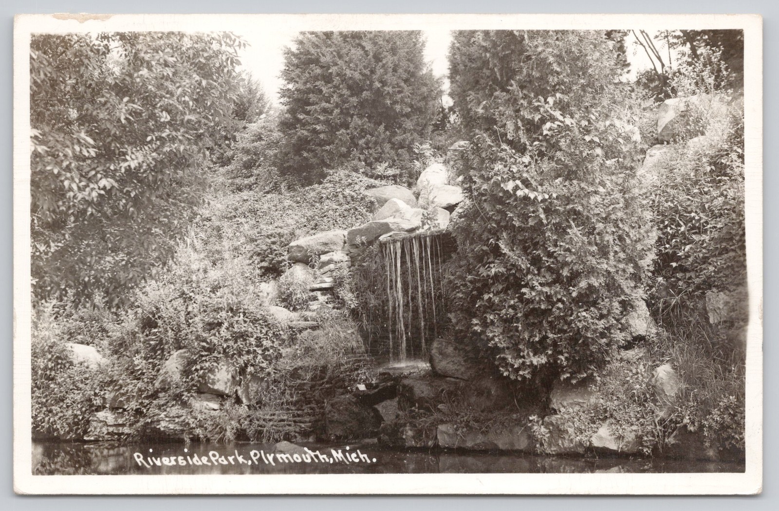 Riverside Park Plymouth Michigan RPPC Real Photo Postcard Posted 1948