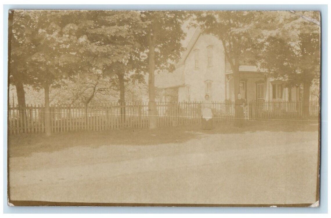 1909 Home Residence Women View Bayfield Ontario Canada RPPC Photo Postcard