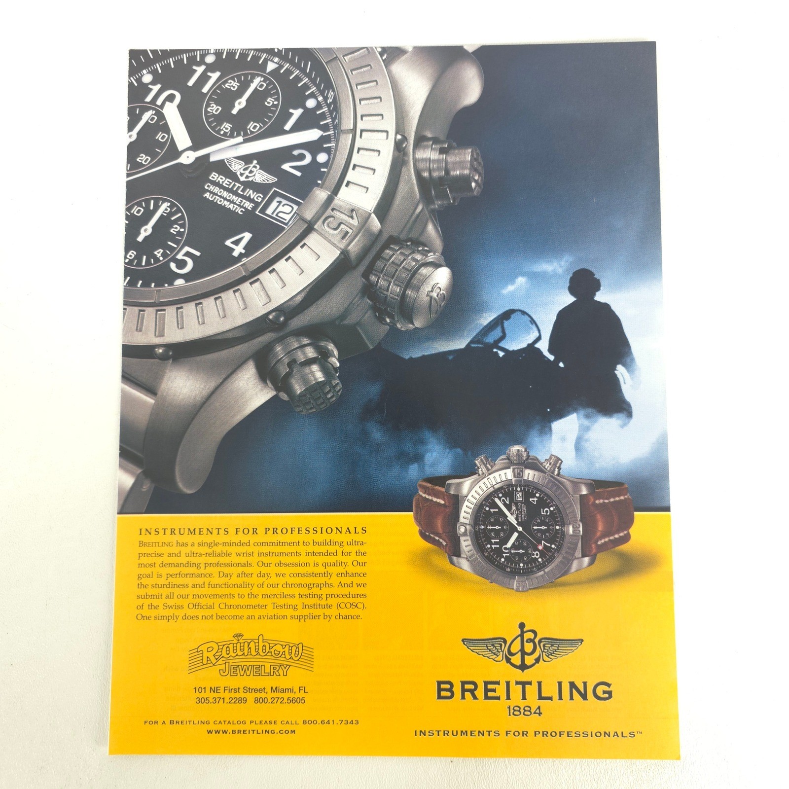 Breitling Chronometre Print Ad Aviation Pilot Watch Luxury Jewelry Collector Art