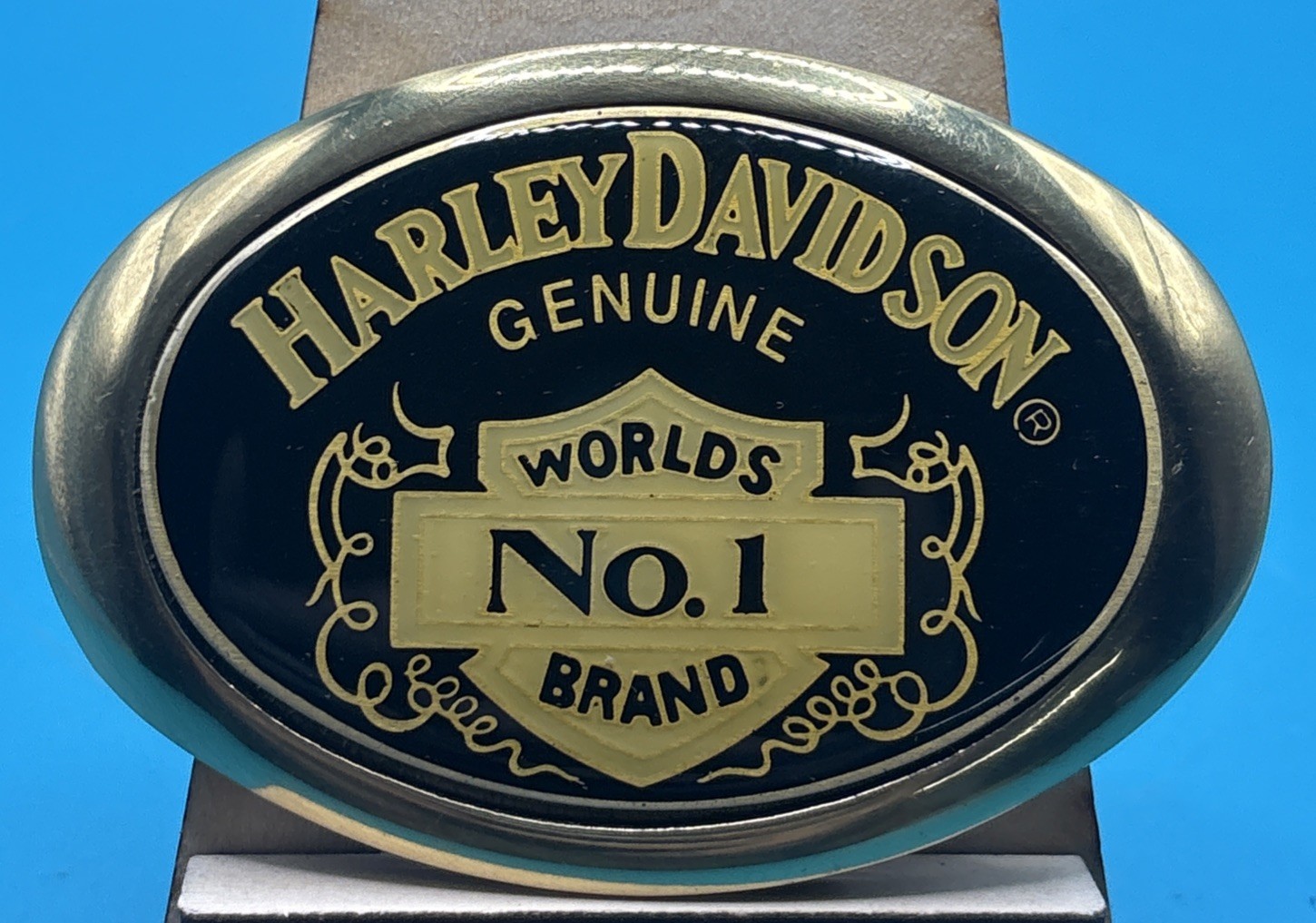 1983 Harley-Davidson World’s No. 1 Genuine Brand Motorcycle Belt Buckle VTG NOS