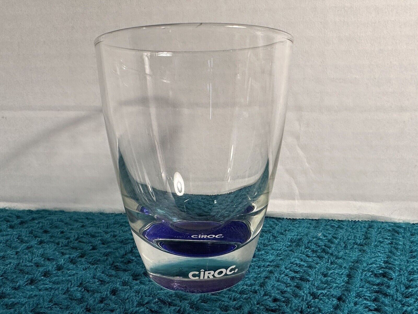 CIROC Weighted 4”x3” Vodka Rocks Glass Thick Cobalt Blue Bottom Italy
