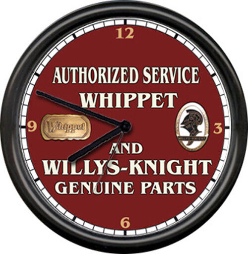 Whippet Willys Knight Willy's Auto Sales Service Parts Dealer Sign Wall Clock