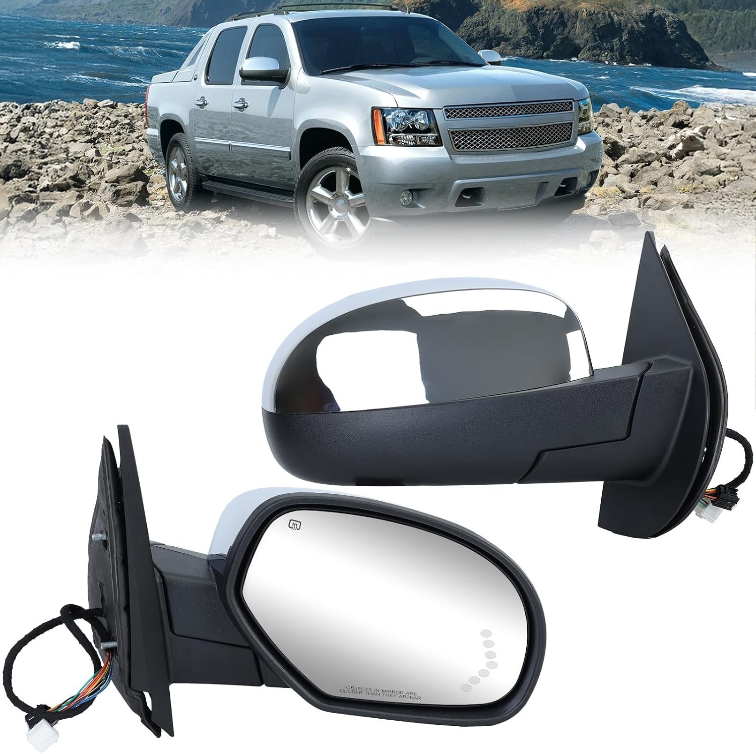 Right Passenger Chrome Power Folding Mirror for 2007-2014 Chevy Tahoe Suburban Right Passenger Chrome Power Folding Mirror for 2007-2014 Chevy Tahoe Suburban