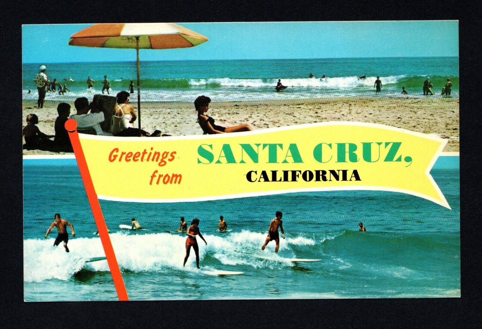 Greetings From Santa Cruz California Unposted Postcard VG Cond /Returns