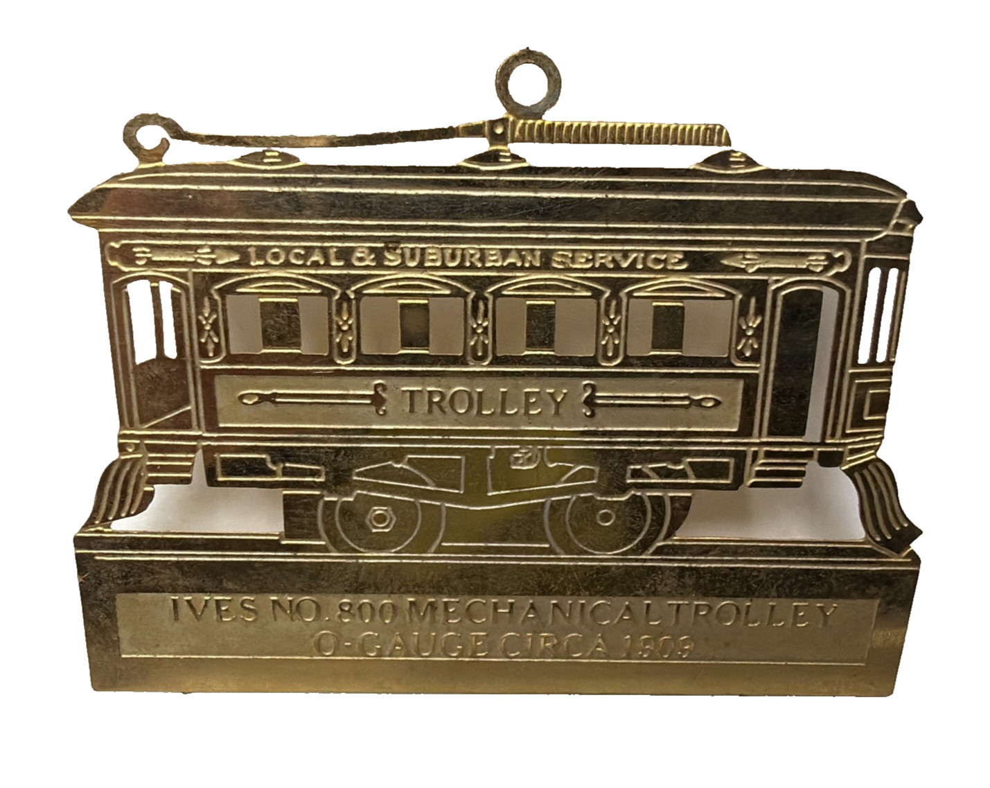 PLAGUE  - IVES TOY RAILWAY SERIES NO.800 MECHANICAL TROLLEY O-GAUGE CIRCA 1909