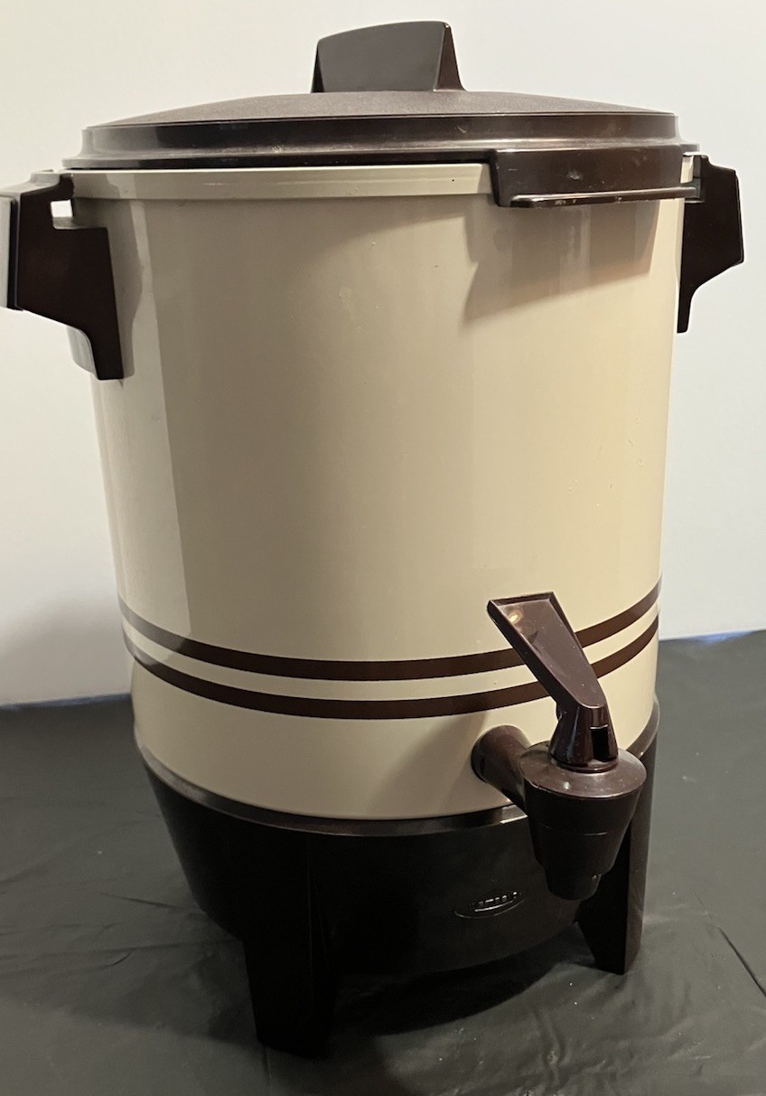 Vintage West Bend Coffee Percolator MadeIn USA Almond & Brown With Spigot Tested