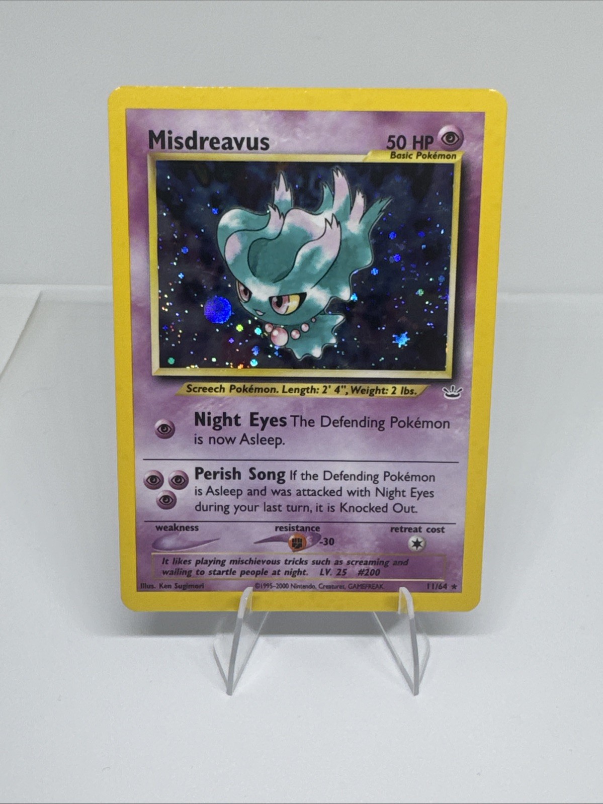 Pokemon TCG Misdreavus 11/64 Neo Revolution Unlimited Holo Rare NM/LP WOTC