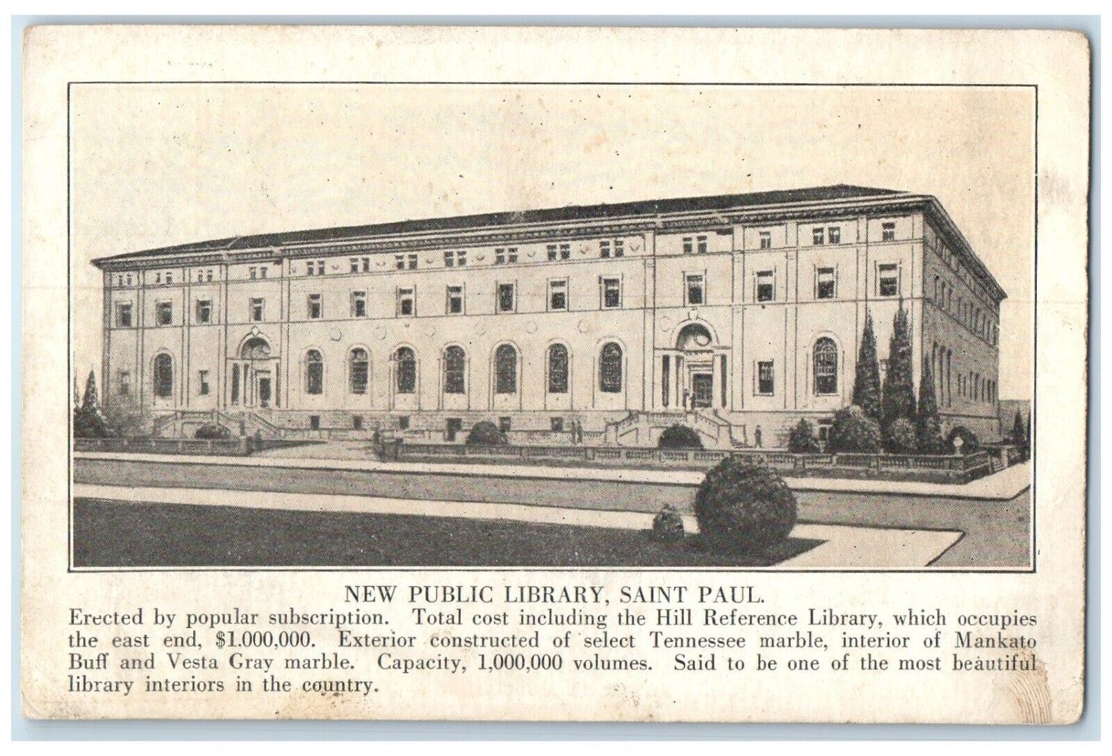 c1940 New Public Library Exterior Building Saint Paul Minnesota Vintage Postcard