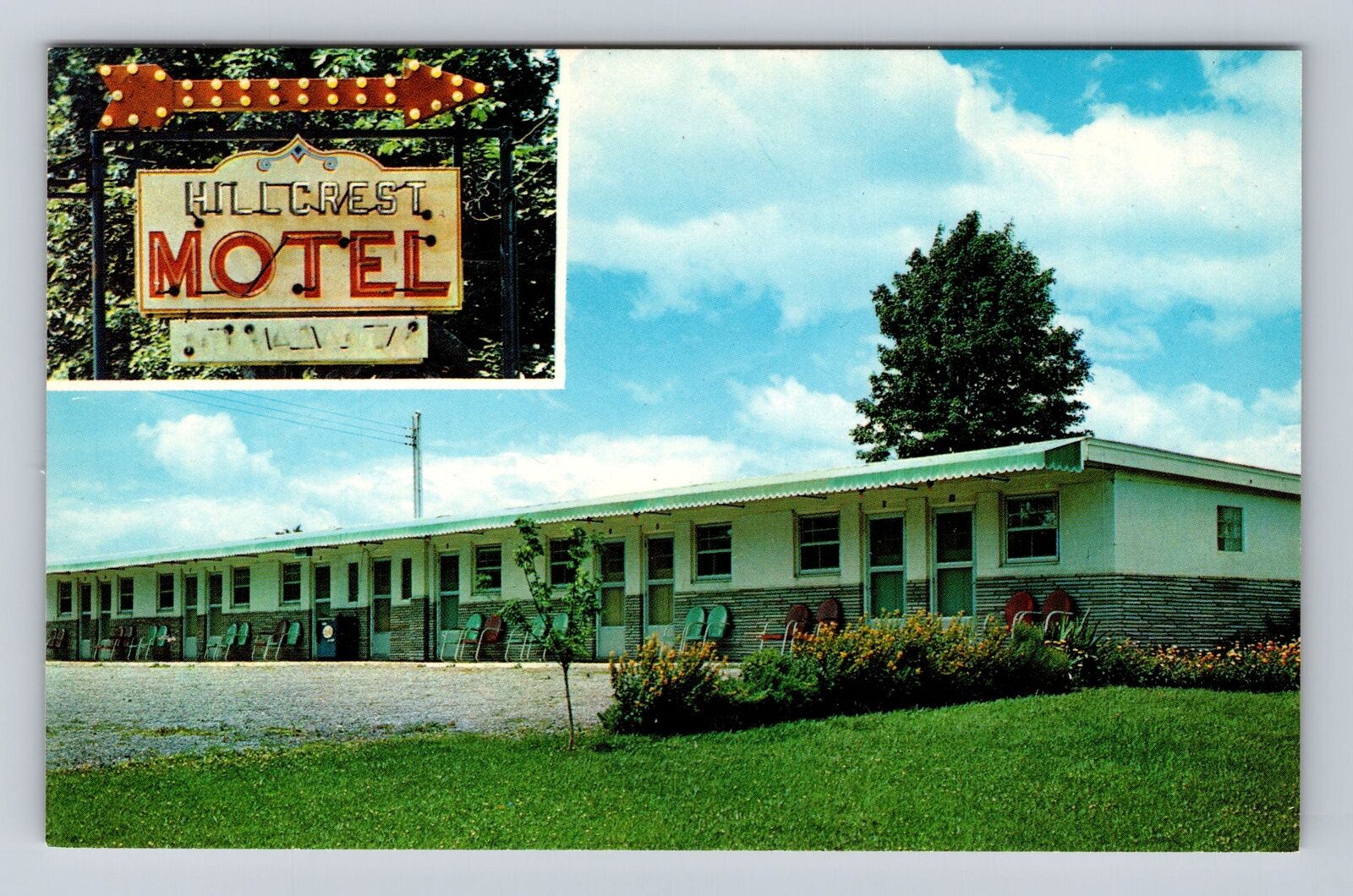 Vernon NY-New York, 1960's Hillcrest Motel, Advertising, Vintage Postcard