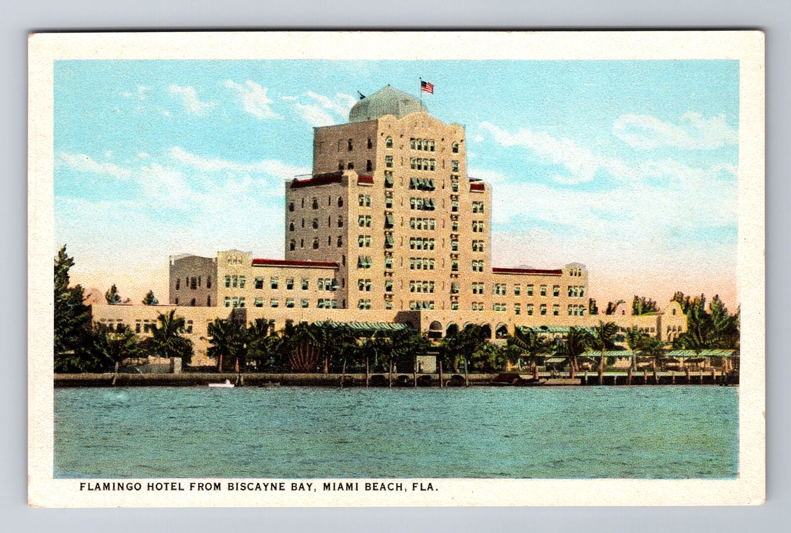 Miami Beach FL-Florida, Flamingo Hotel, Advertising, Vintage Souvenir Postcard
