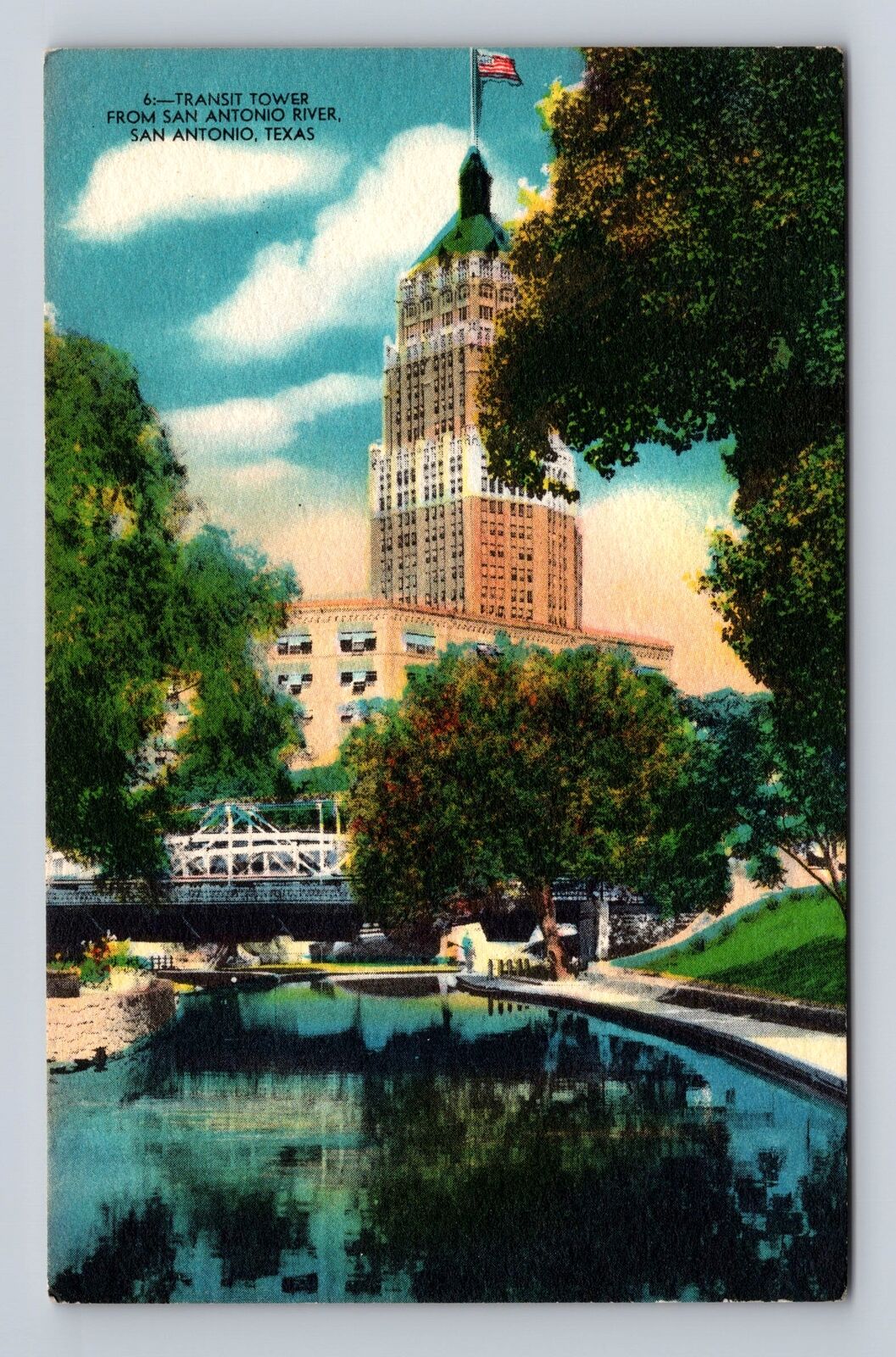 San Antonio TX-Texas, Transit Tower, Antique Vintage Souvenir Postcard