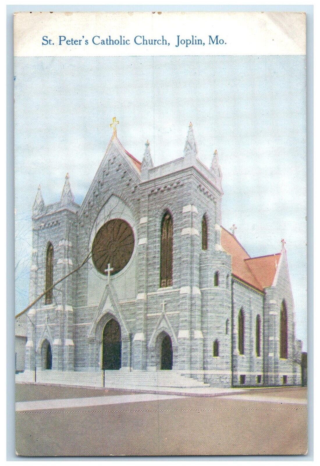 c1910 St. Peter\'s Catholic Church Chapel Exterior Stair Joplin Missouri Postcard