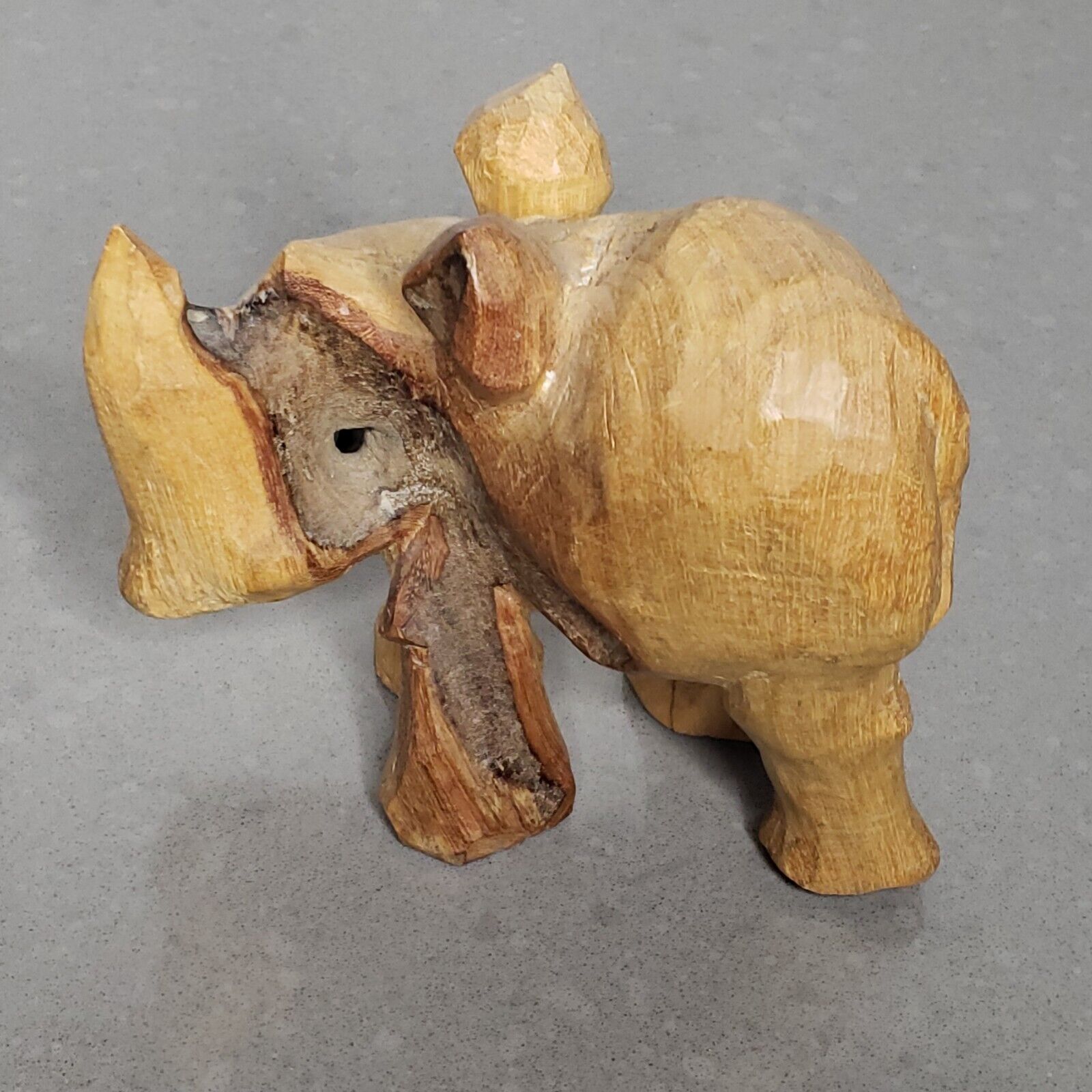 Vintage Drift Wood Hand Carved Primitive Rhinoceros