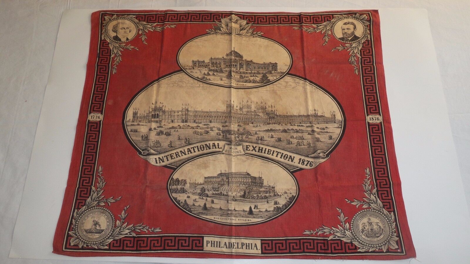 1876 Centennial International Exhibition Philadelphia Bandana Washington Grant