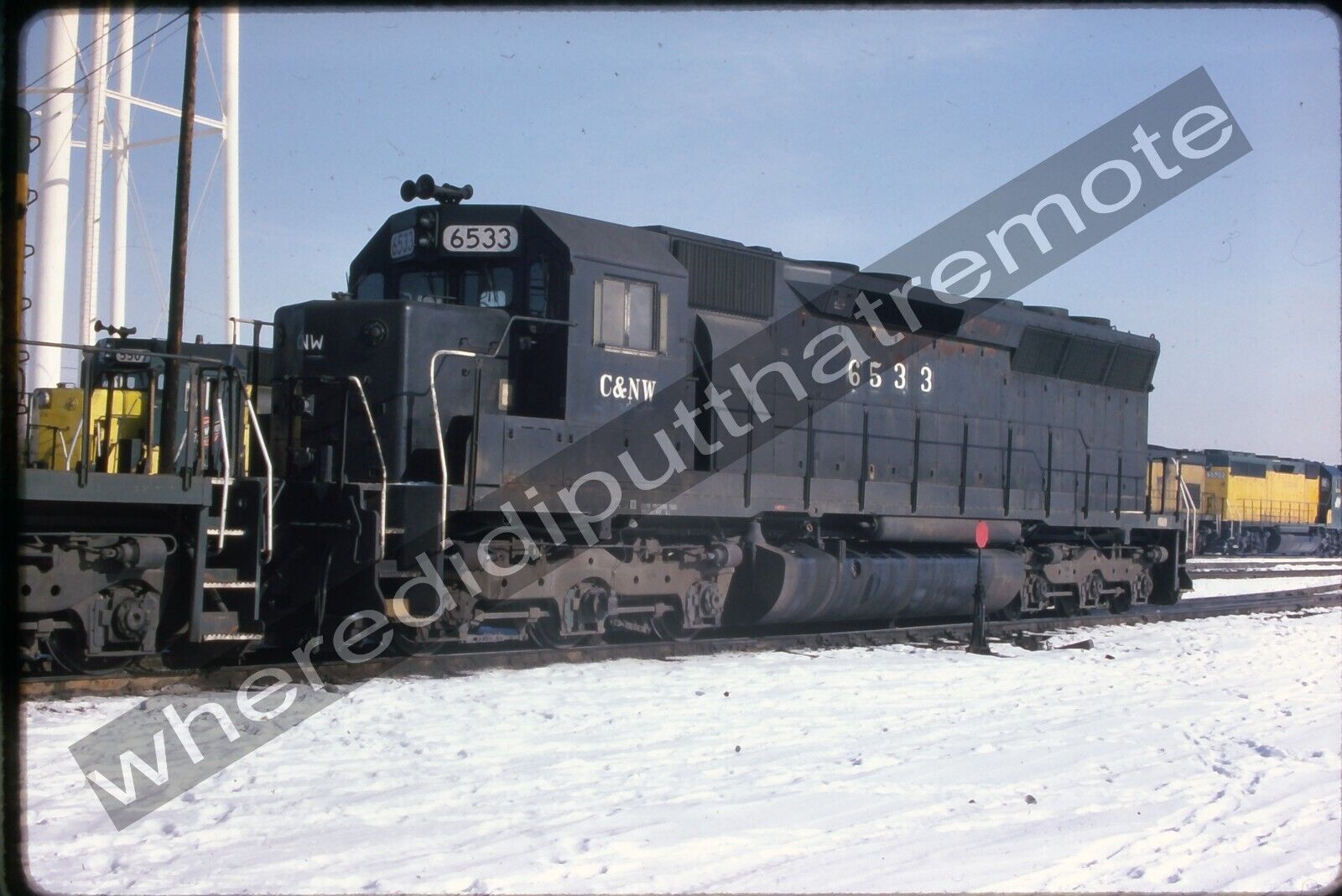 Original Slide Chicago & Northwestern CNW 6533 EMD SD-45 Proviso ILL 1984