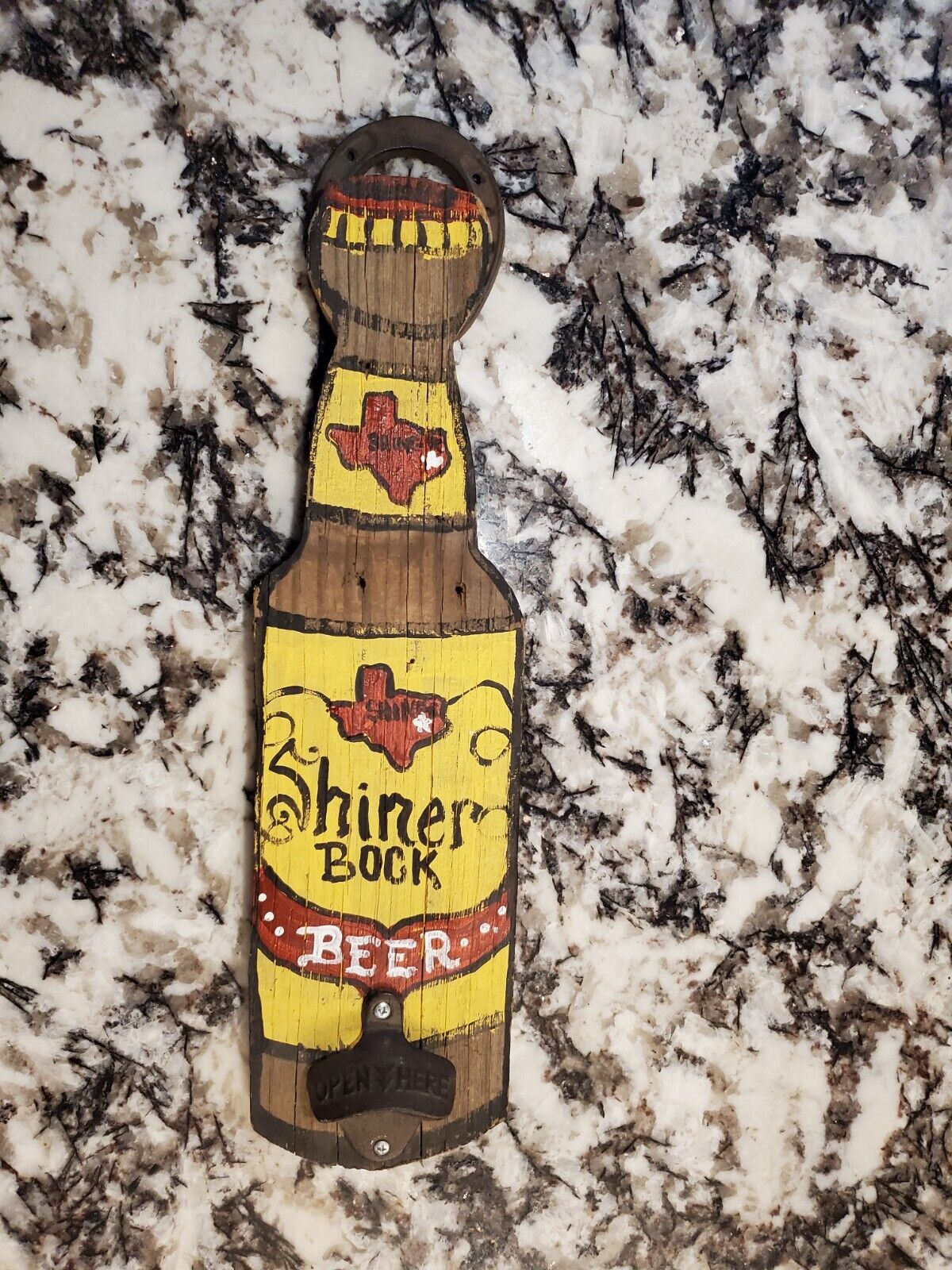 Shiner Bock Beer Wooden Beer Bottle Opener, Texas