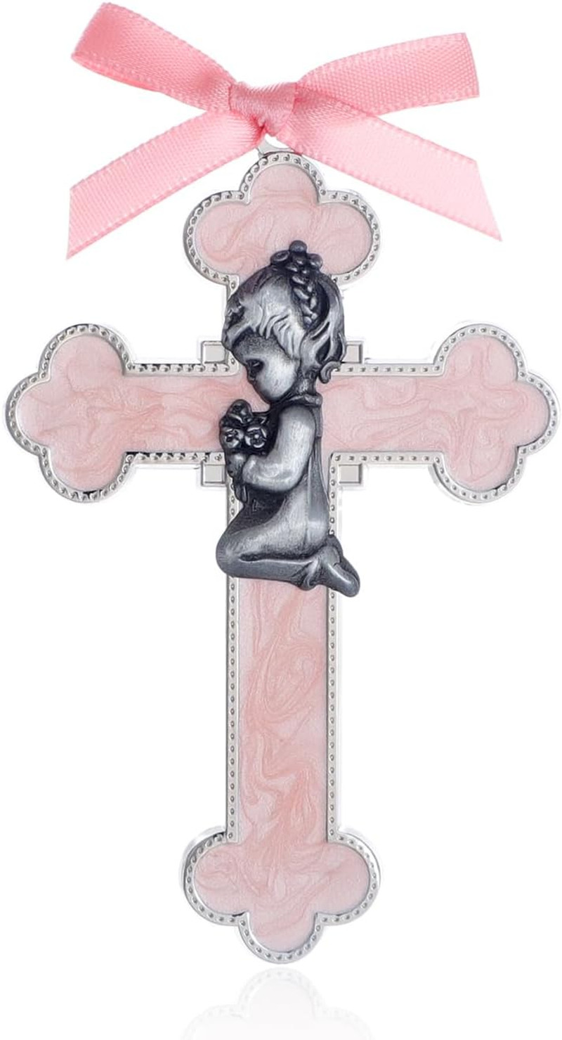 Pink Baby Wall Cross Baptism Gifts for Girls Praying Boy Cross Wall Hanging Deco