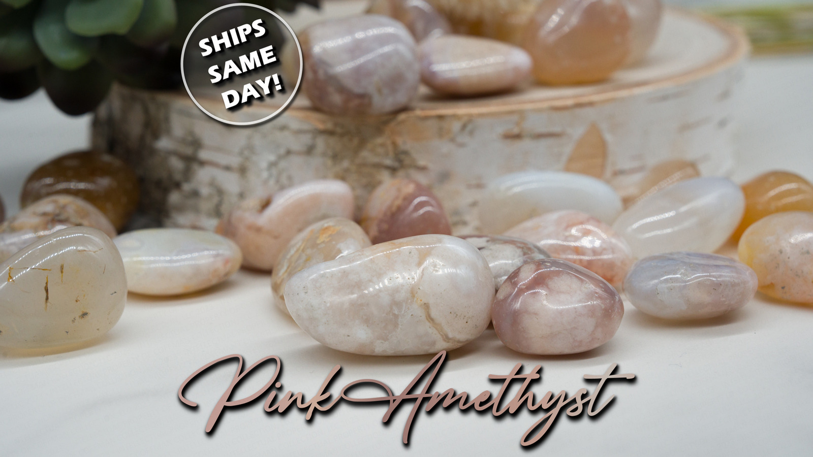 Pink Amethyst Crystal Tumbled Stone Smooth Polished Healing Protection Gemstone