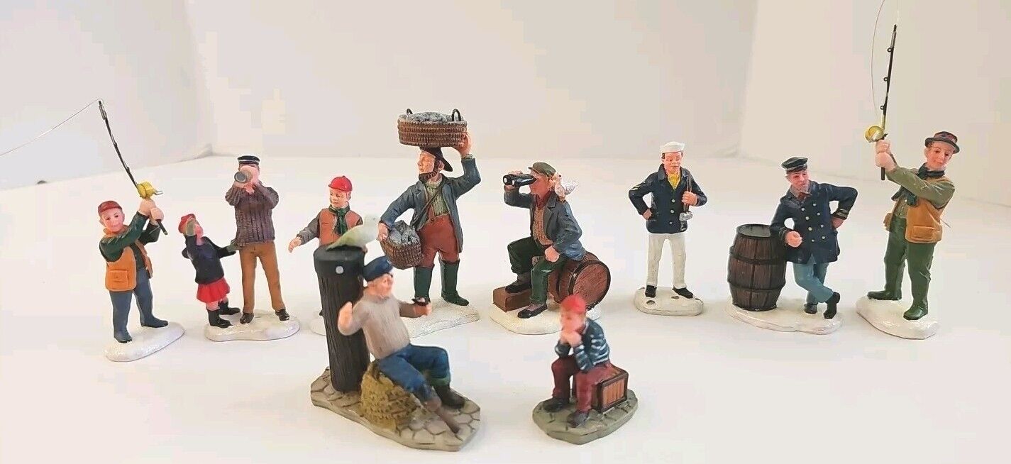 10x Lemax Christmas Village Figurines Sailors Pirates Fisherman People Boat VTG