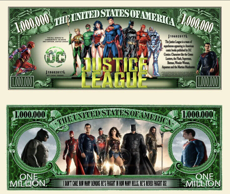 ✅ Pack of 100 Justice League 1 Million Dollars DC Comics Collectible Bills ✅