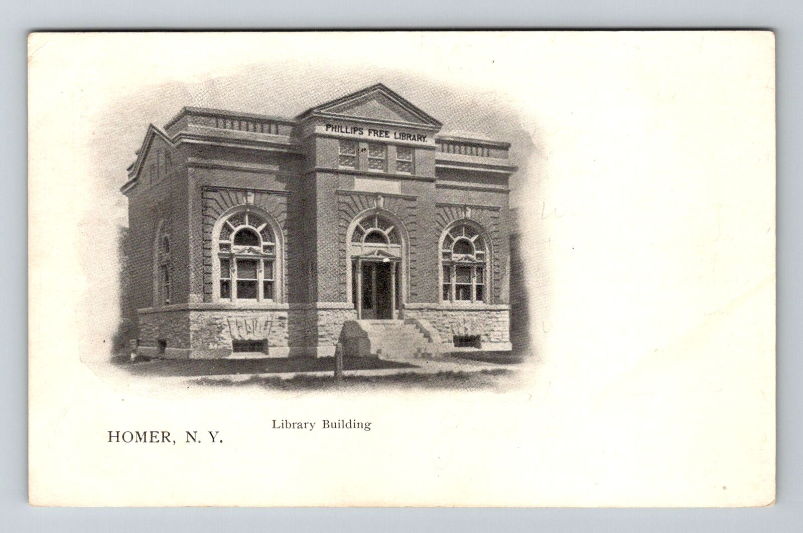 Homer NY-New York, Library Building Vintage Souvenir Postcard