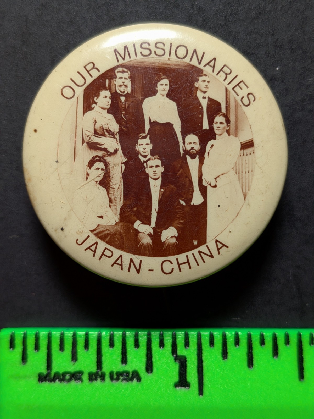 Vintage 1906 Our Missionaries Japan China Pinback Pin