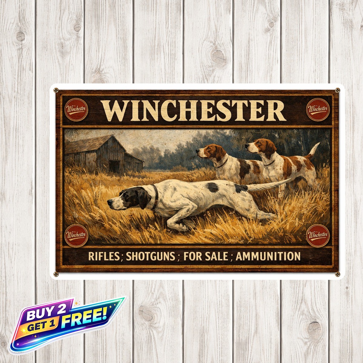 Winchester Hunting Vintage Aluminum Metal Sign 12x8 Funny Wall Decor