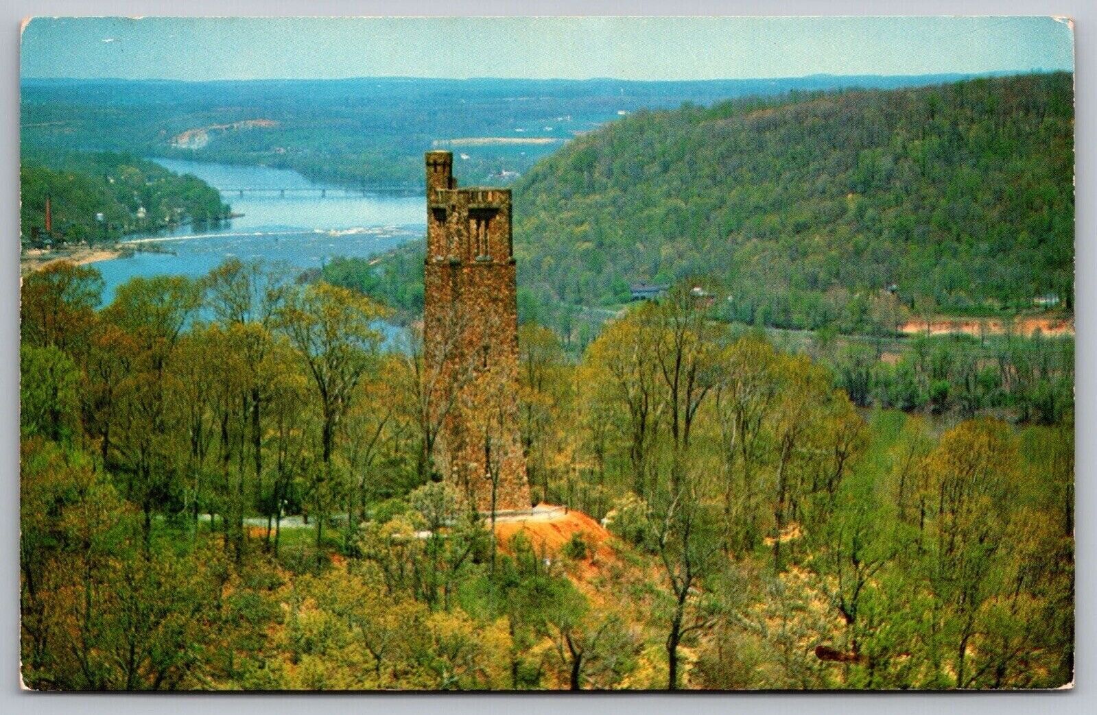 Aerial View Bowmans Hill Tower Washington Crossing State Park Bucks PA Postcard