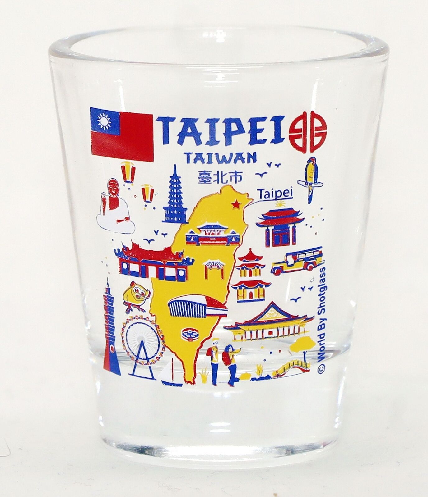 TAIPEI TAIWAN LANDMARKS AND ICONS COLLAGE SHOT GLASS SHOTGLASS