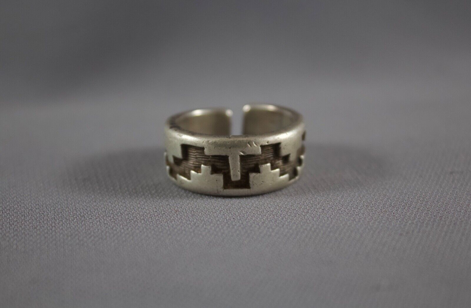 Vintage Hopi Silver Overlay  Ring  Size 8 1/2