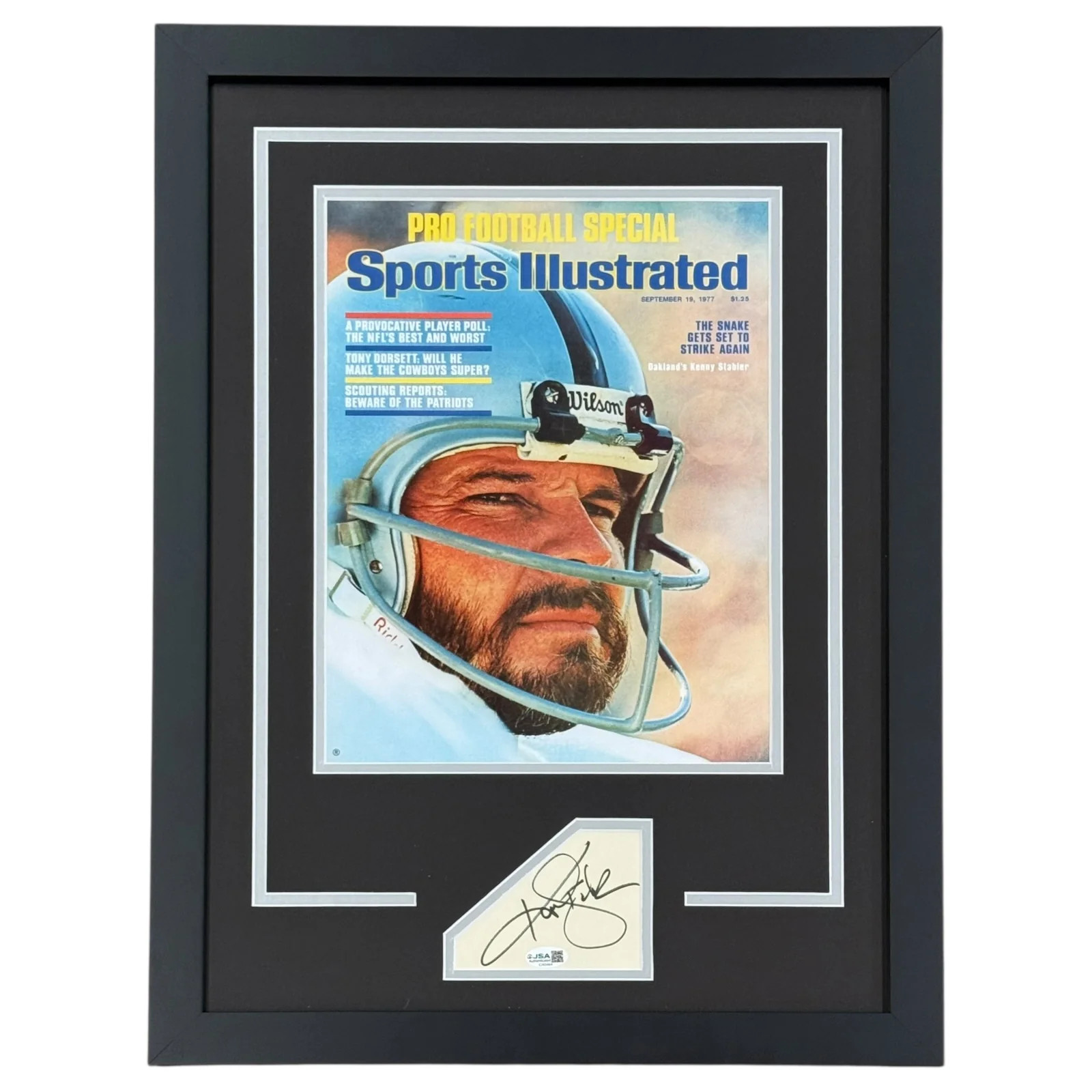 Ken Stabler Autographed Oakland Raiders (SI 11x14 Cover) Deluxe Framed with Auto