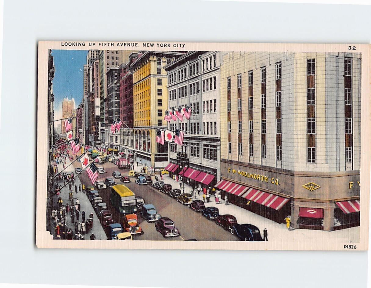 Postcard Looking Up Fifth Avenue New York City New York USA